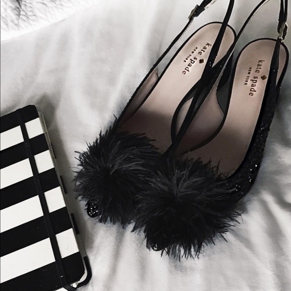 kate spade Shoes - Glittery pointy toe heel with fuzzy